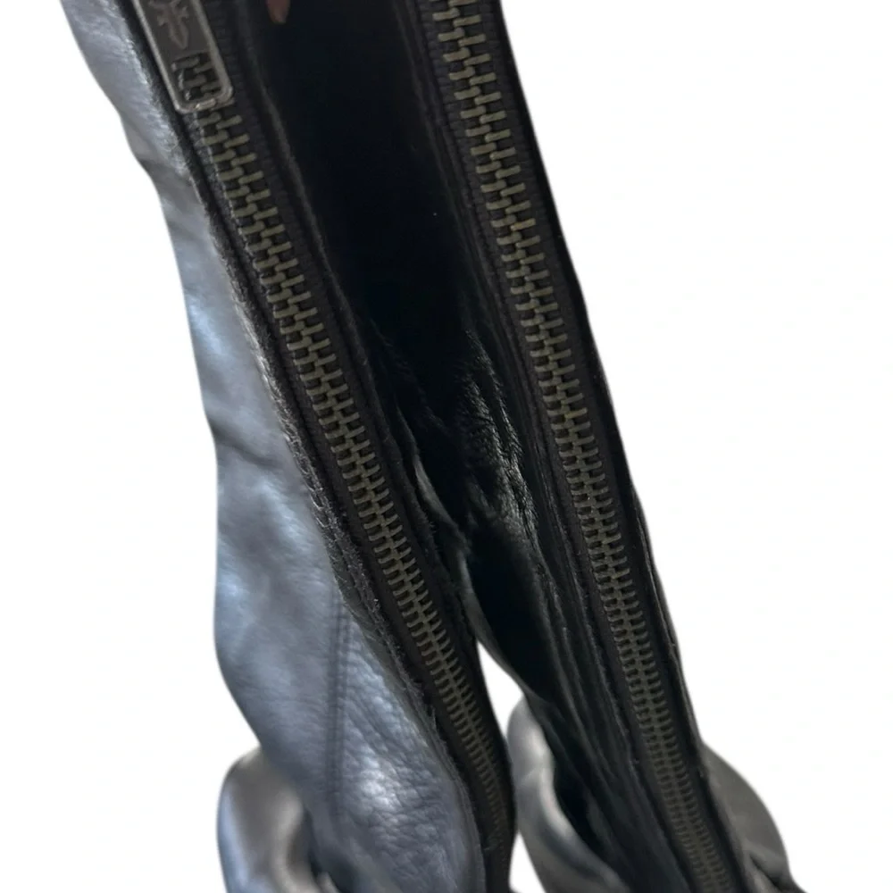 FRYE Zip Back Moto‎ Boot Black Leather Women's Boots 7.5
